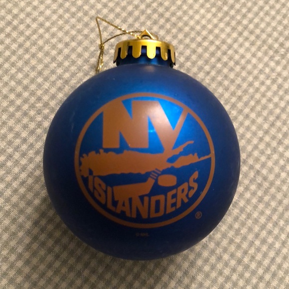 NY ISLANDERS CHRISTMAS BALL ORNAMENT MATTE ORANGE ON MATTE BLUE GOLD TOP - #406 - Picture 4 of 7